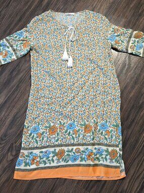 HALIFE 70s/Boho/Hippie Chic Floral Sheath Dress SIZE M